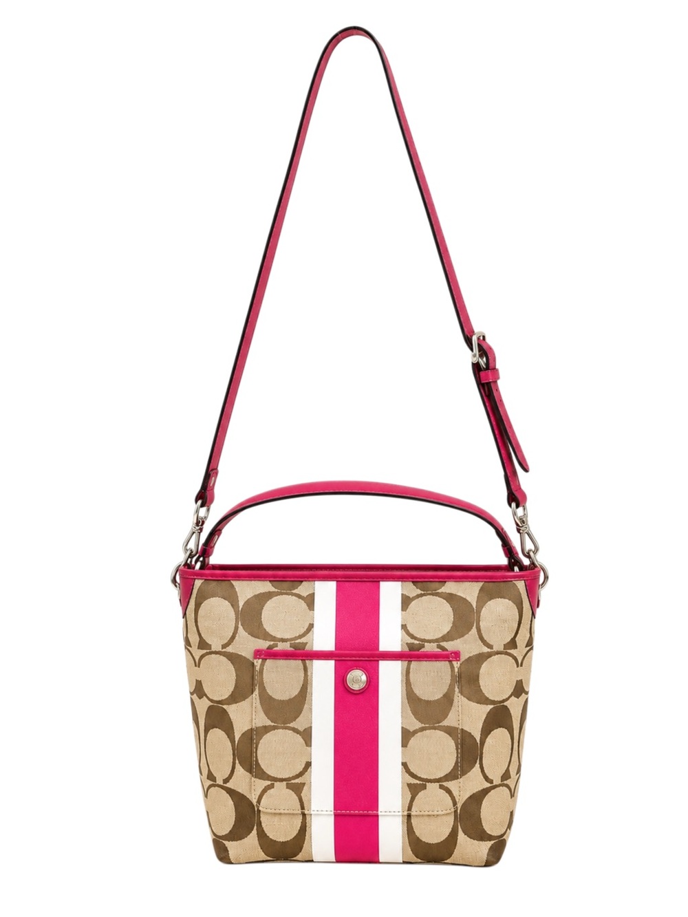 Vintage Coach Hamptons Signature Stripe Tote Pink Y2K Shoulder Crossbody Purse
